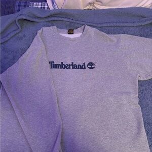 Timberland Blue Logo Gray Long Sleeve Tee